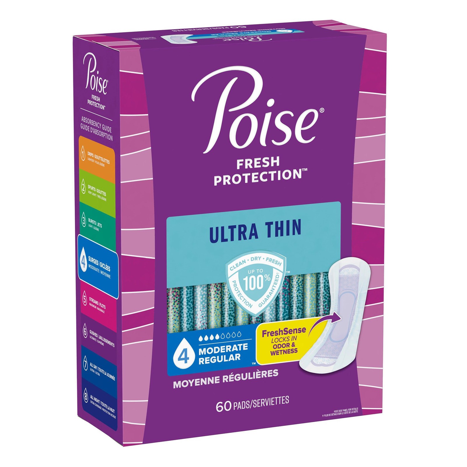 Poise Incontinent Pad 9.4 Inch Length Regular Length Moderate 180 Ct
