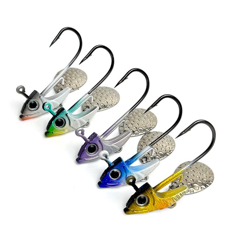 10pcs Jig Heads Hook Underspin with Willow Blade Bass Trout 1/4oz 3/8oz 1/2oz