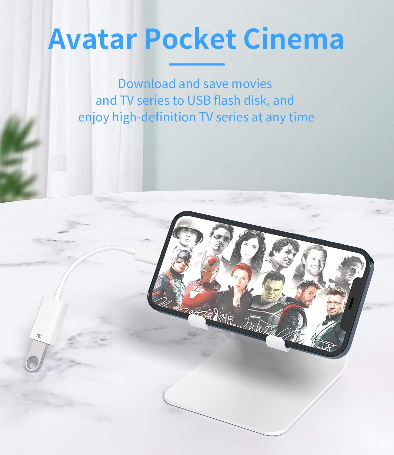 USB Female OTG Adapter IOS Compatible for iPhone iPad Lightning USB Data Reader
