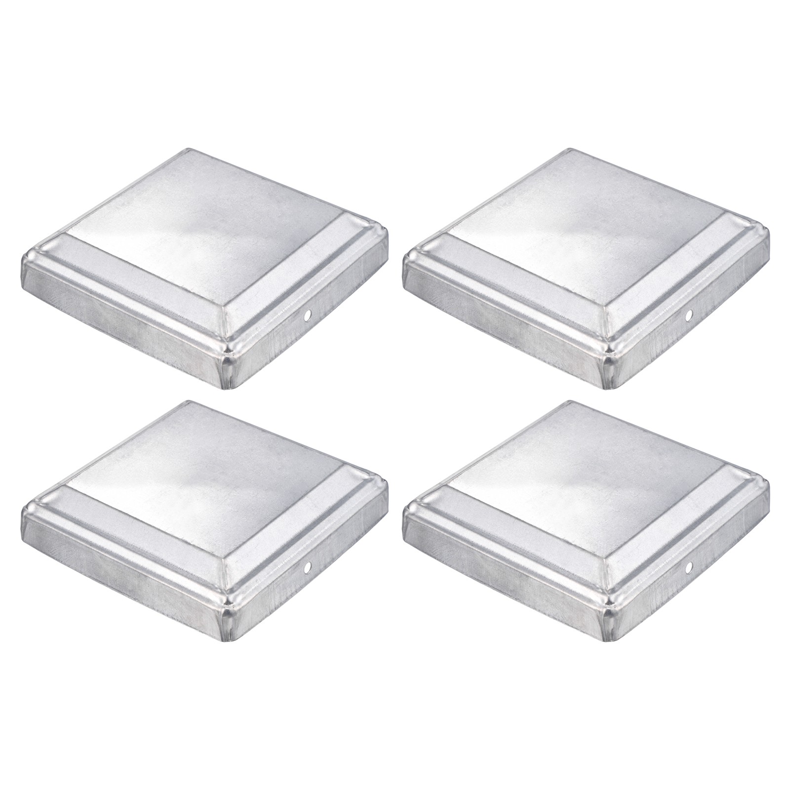 4Pcs Fence Post Cap, Galvanized Deck Post Caps Fit 4.8" x 4.8" Pipe, Silver