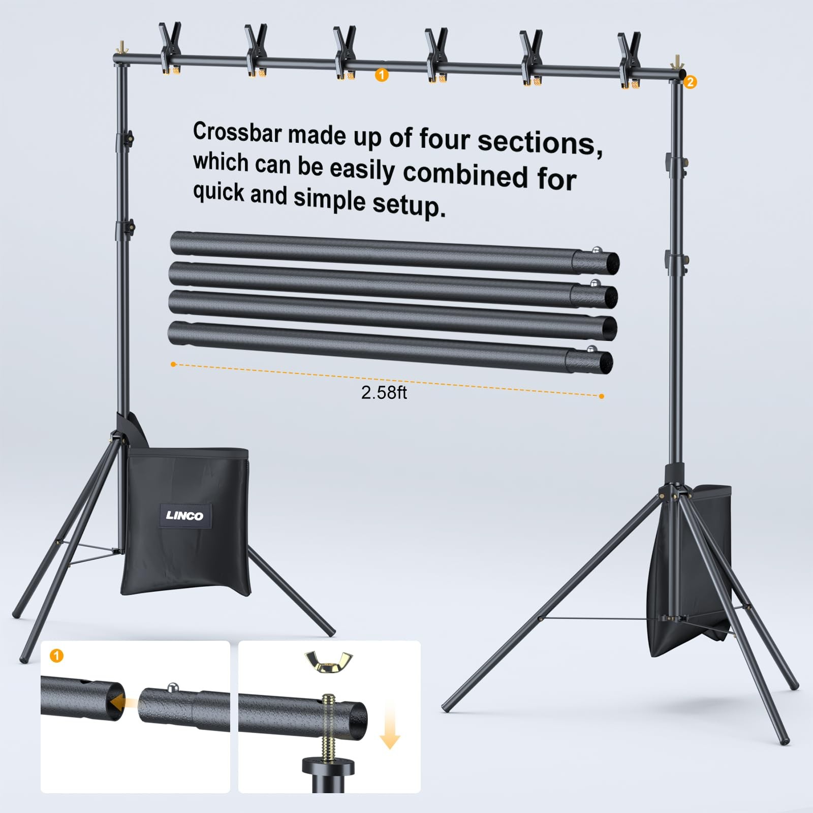 Linco Lincostore Backdrop Stand For Parties Kit 10X7 Ft Adjustable Back Drop