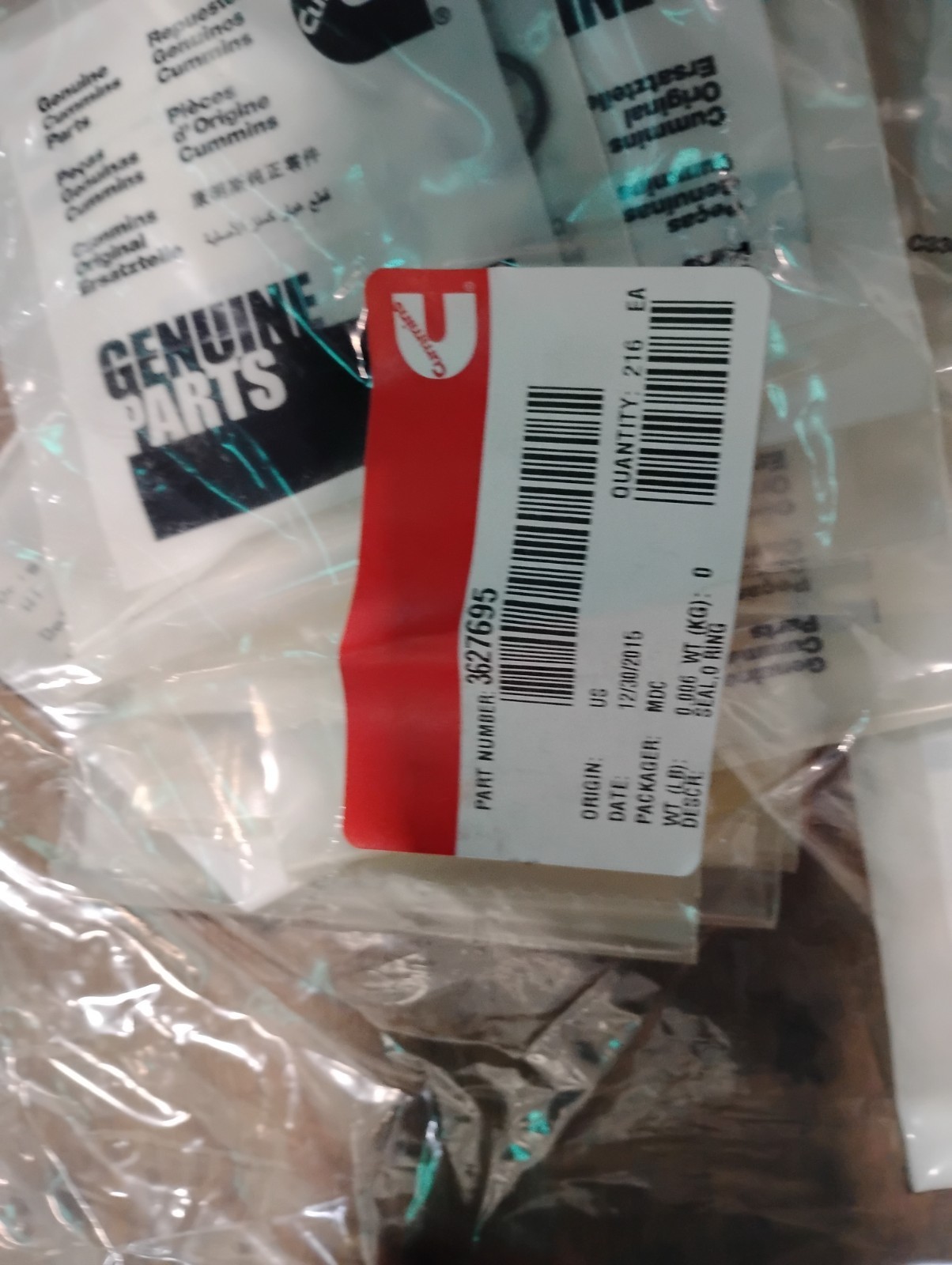 Genuine Cummins 3627695 (BAG OF 6)
