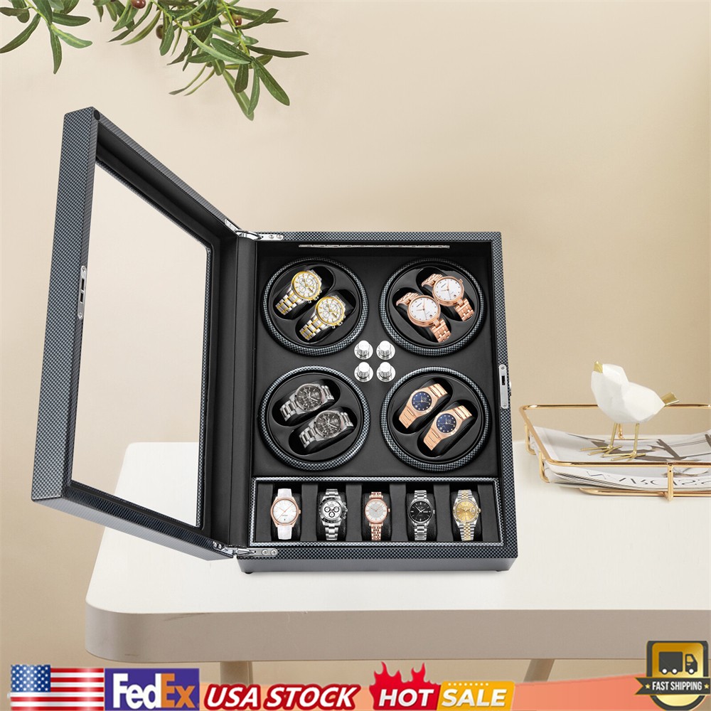 LED Light Automatic Watch Winder Box Display Storage Case 8+5 Watch Winder Box