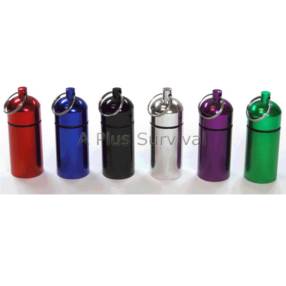 Red Color Large Size Aluminum Waterproof Pill Case Vial Keychain I.D. Holder