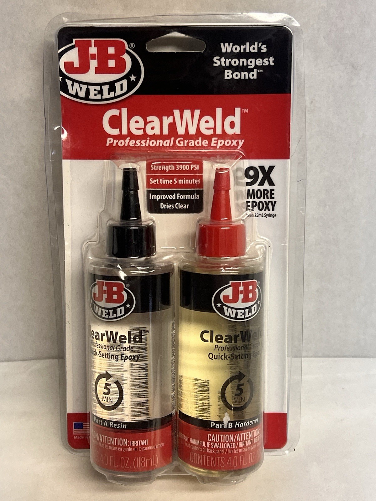 NEW J-B Weld ClearWeld 8 oz. Part A/B PROFESSIONAL Grade Epoxy 5 min. 50240-H