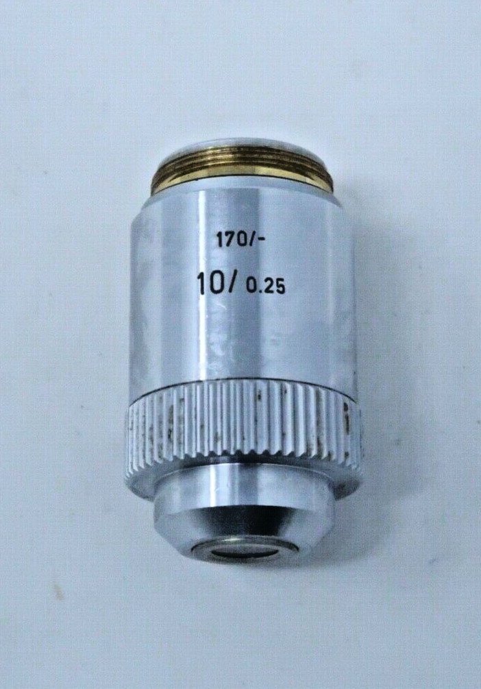 Leitz Wetzlar 10X/0.25 Microscope Objective Lens, 170/- Germany