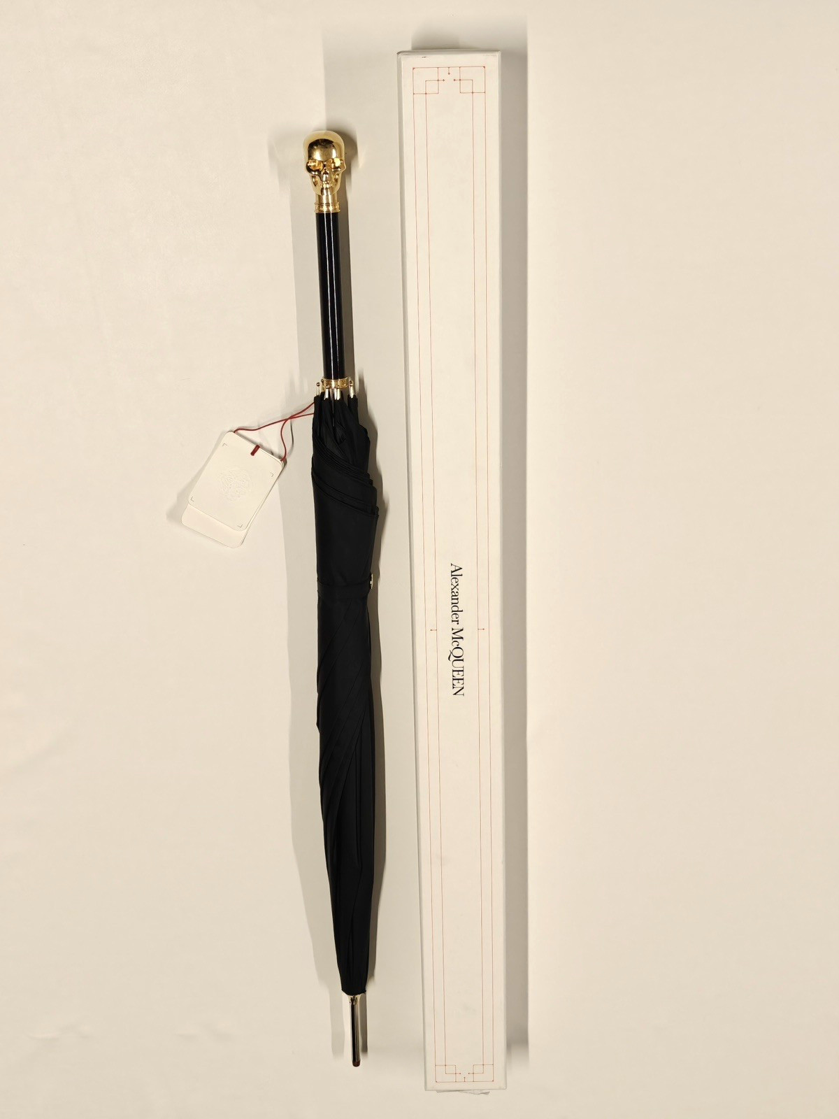 Alexander McQueen Umbrella Skull Gold Black Long Large Handle 10500