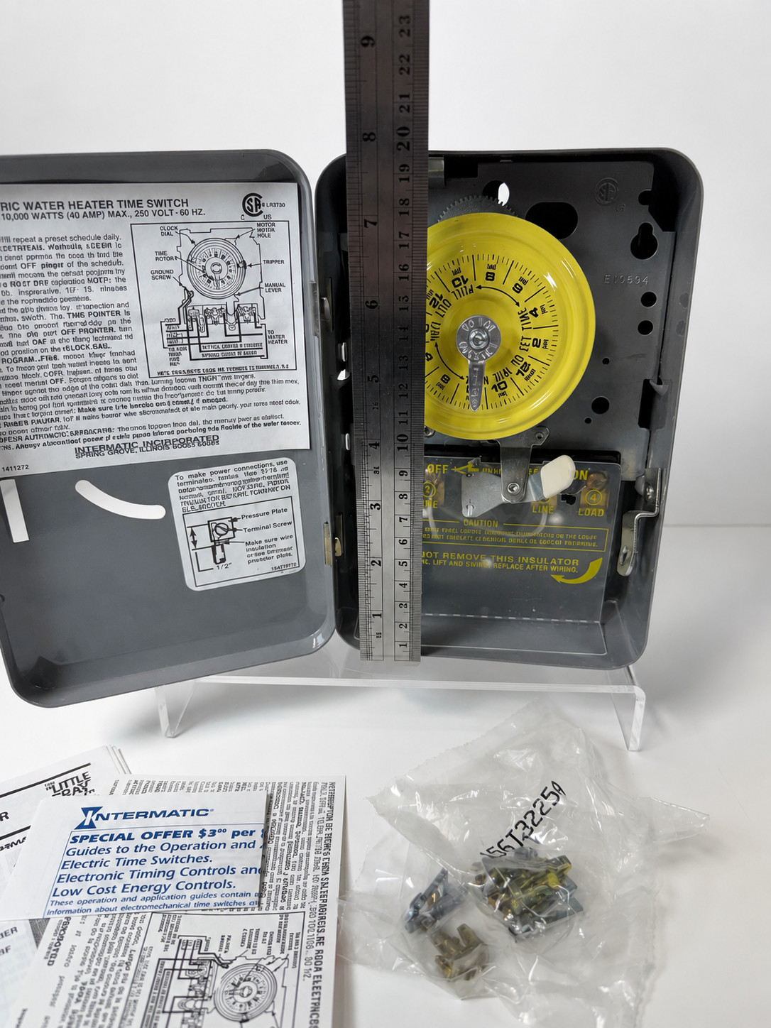 Intermatic WH40 Little Gray Box 40A Water Heater Timer Untested w Hardware