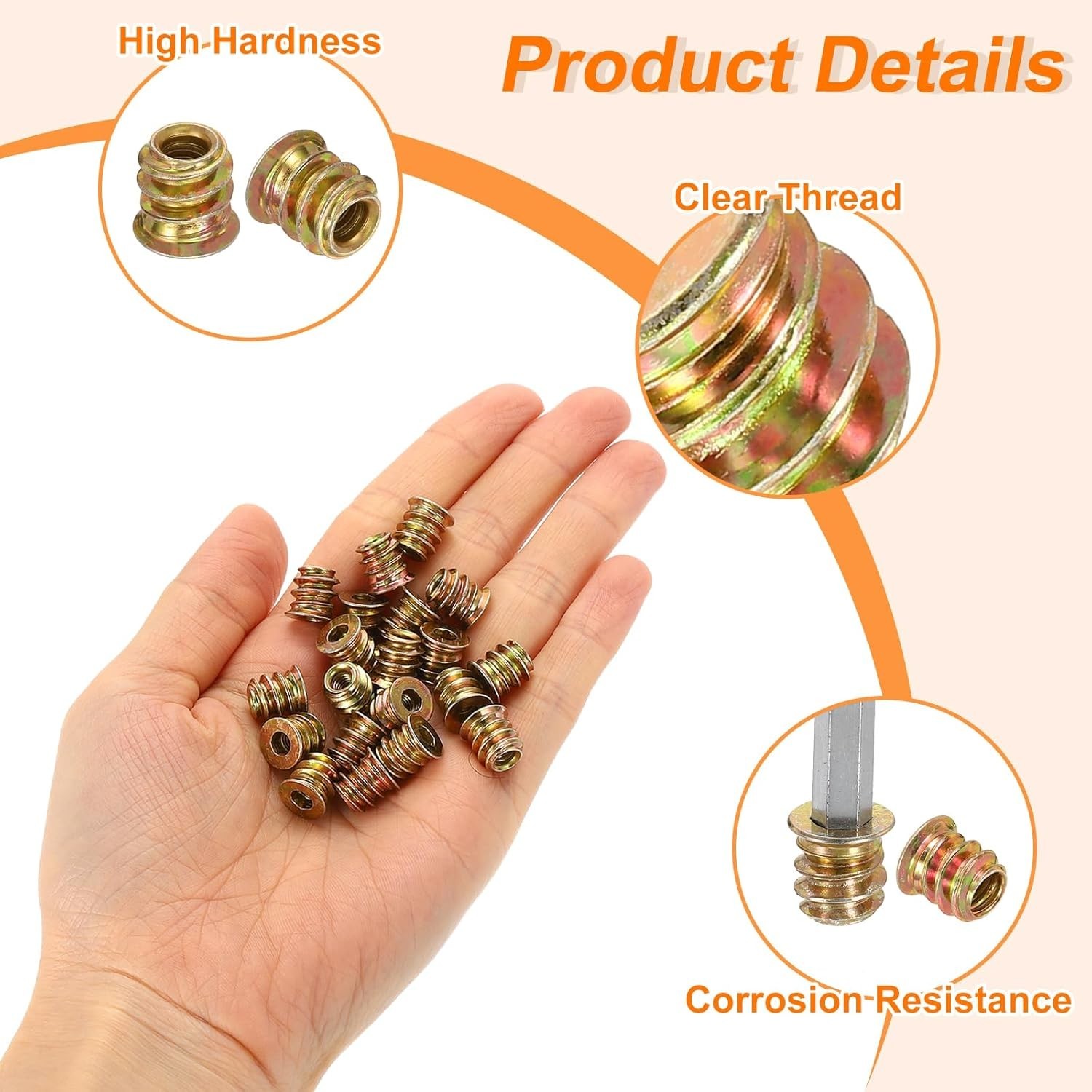 M4x10mm Threaded Insert Nuts 20pcs Hex Socket Drive Brass