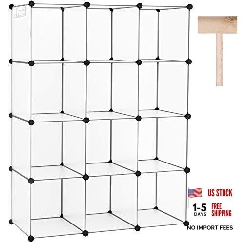 Cube Storage Organizer, 12-Cube Closet Cabinet Organizer, Translucent White