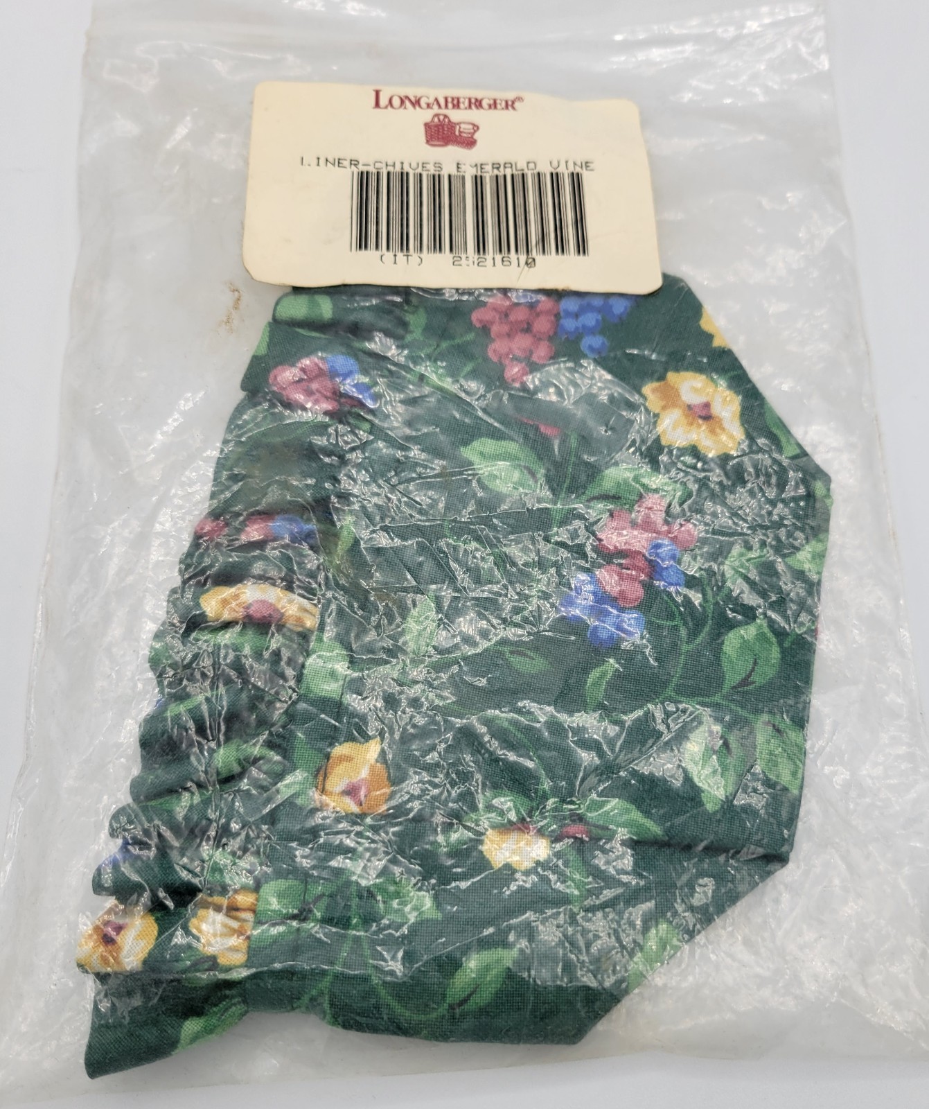 Longaberger Chives Booking - Fabric Liner - #2521610 - Emerald Green Vine - NIB