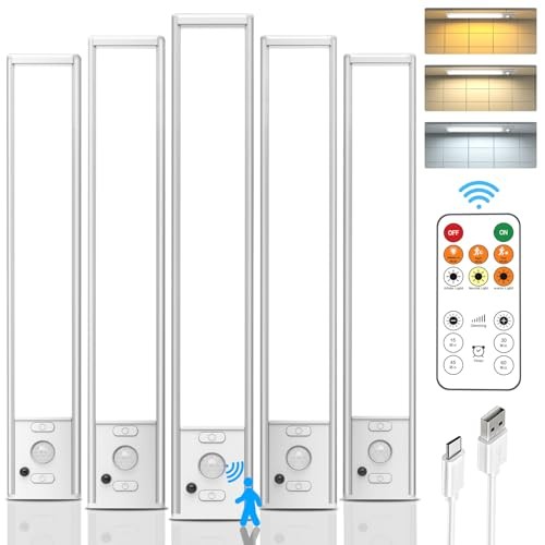Under Cabinet Lights Wireless,Motion Sensor Light Indoor 5 Pack White-8.9 Inch