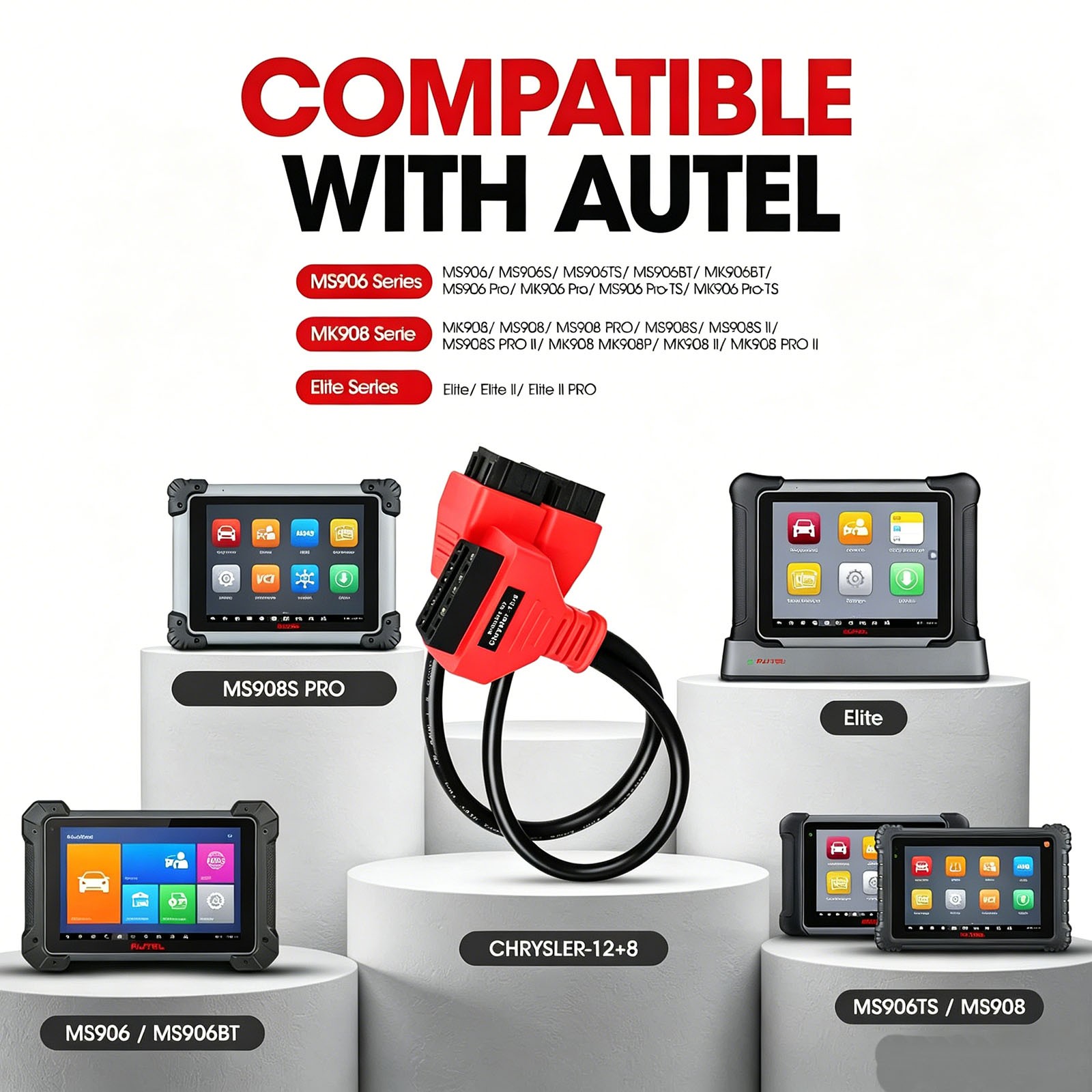 FCA 12+8 Cable Adapter for Chrysler 12+8 Programming Cable Connector, Autel OBD2