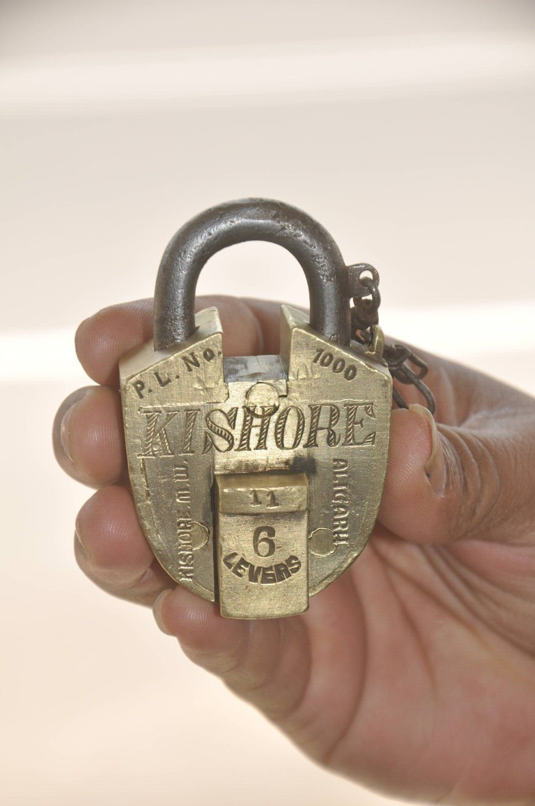 Vintage Brass Fine Quality Kishore 6 Levers Handcrafted Padlock