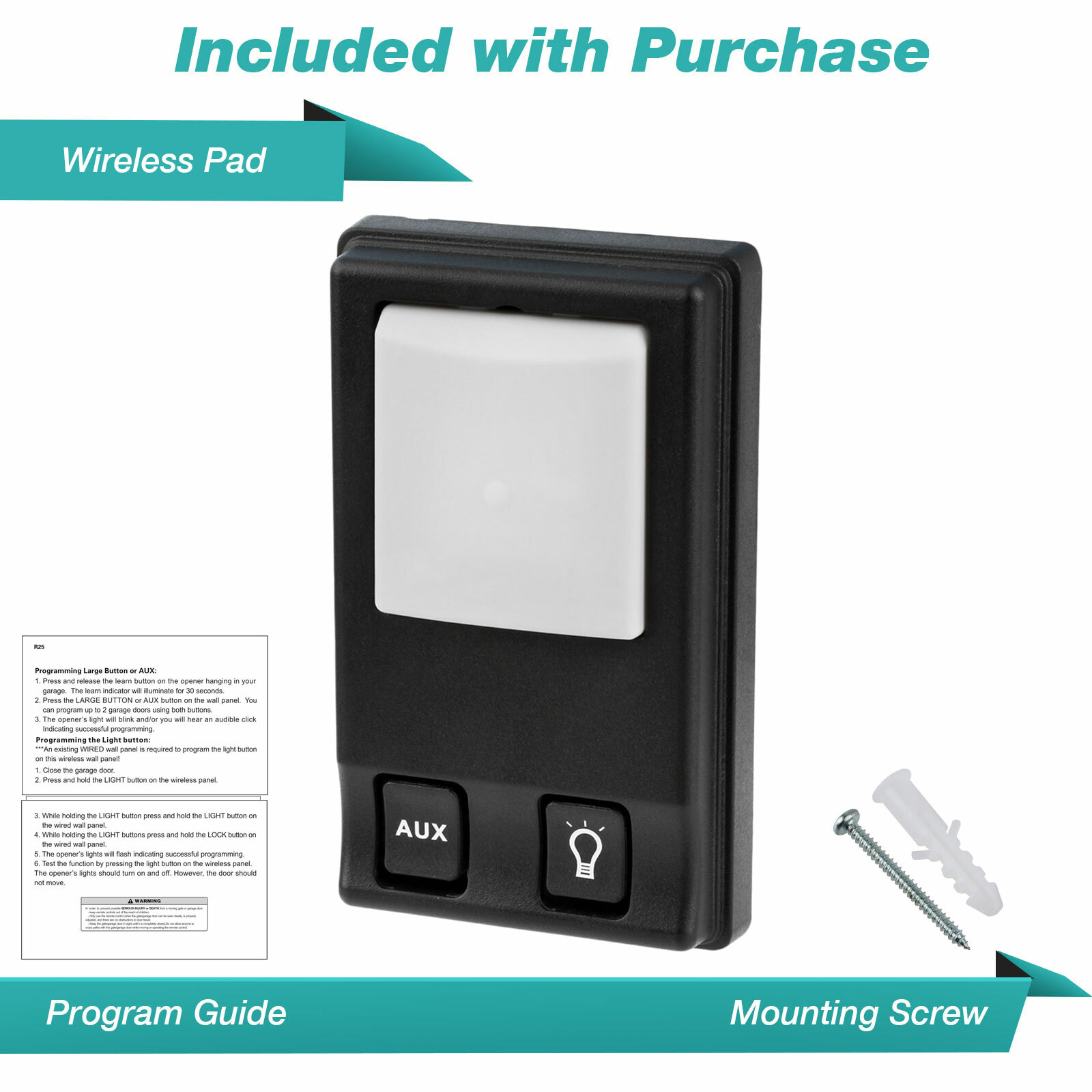 Garage Door Opener Remote Wireless Wall Panel for Liftmaster 378LM Purple Learn