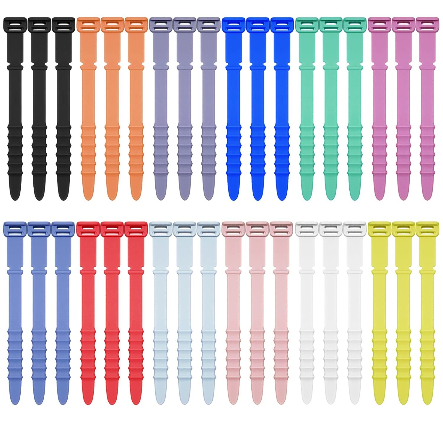 36Pcs Reusable Cable Ties, 4.5 Inch Silicone Zip Ties, Elastic Cord Organizer...