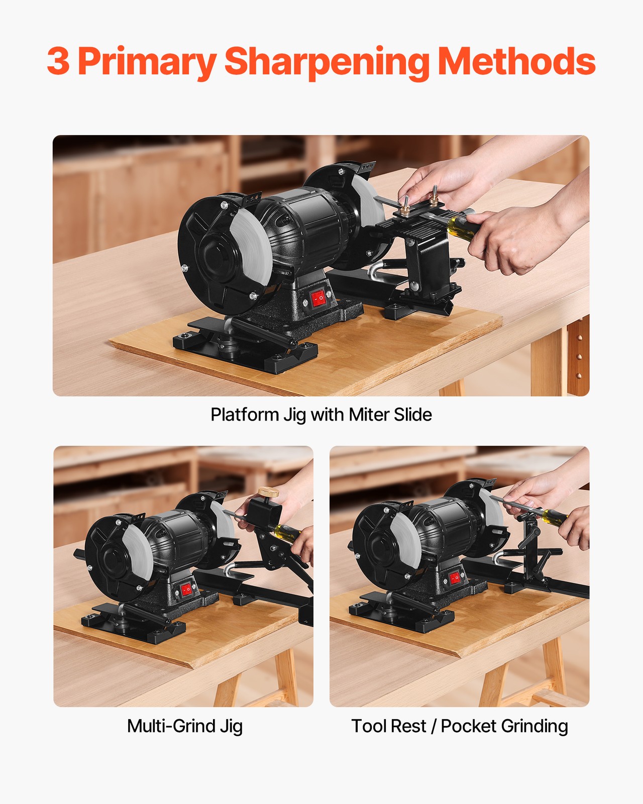 VEVOR Pro Grind Sharpening System Multi-Grind Jig for 6" & 8" Bench Grinder