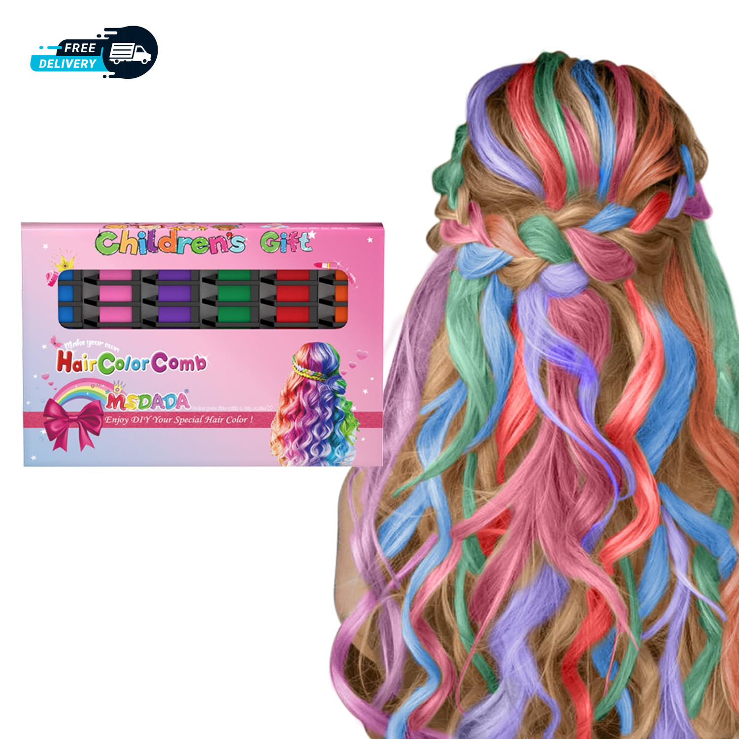 New Hair Chalk Comb Temporary Hair Color Dye for Girls Kids  Washable Hair