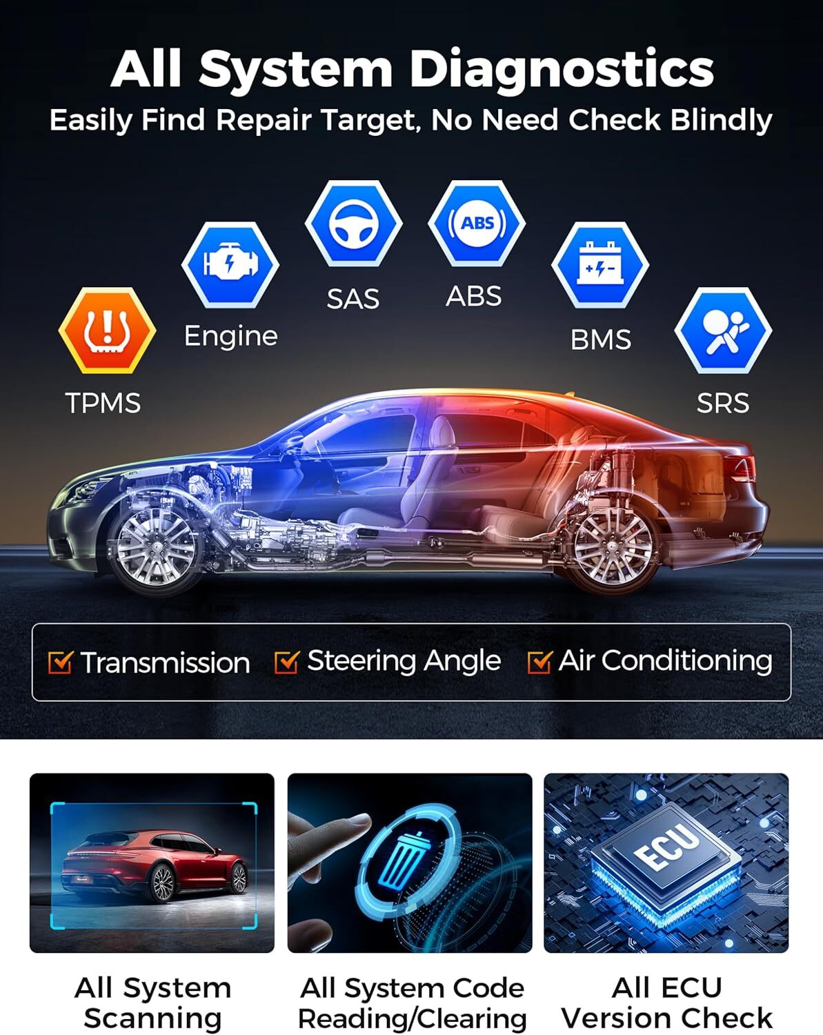 Autel MaxiAP AP2500E OBD2 Code Scanner Dongle Wireless Bluetooth Diagnostic Tool