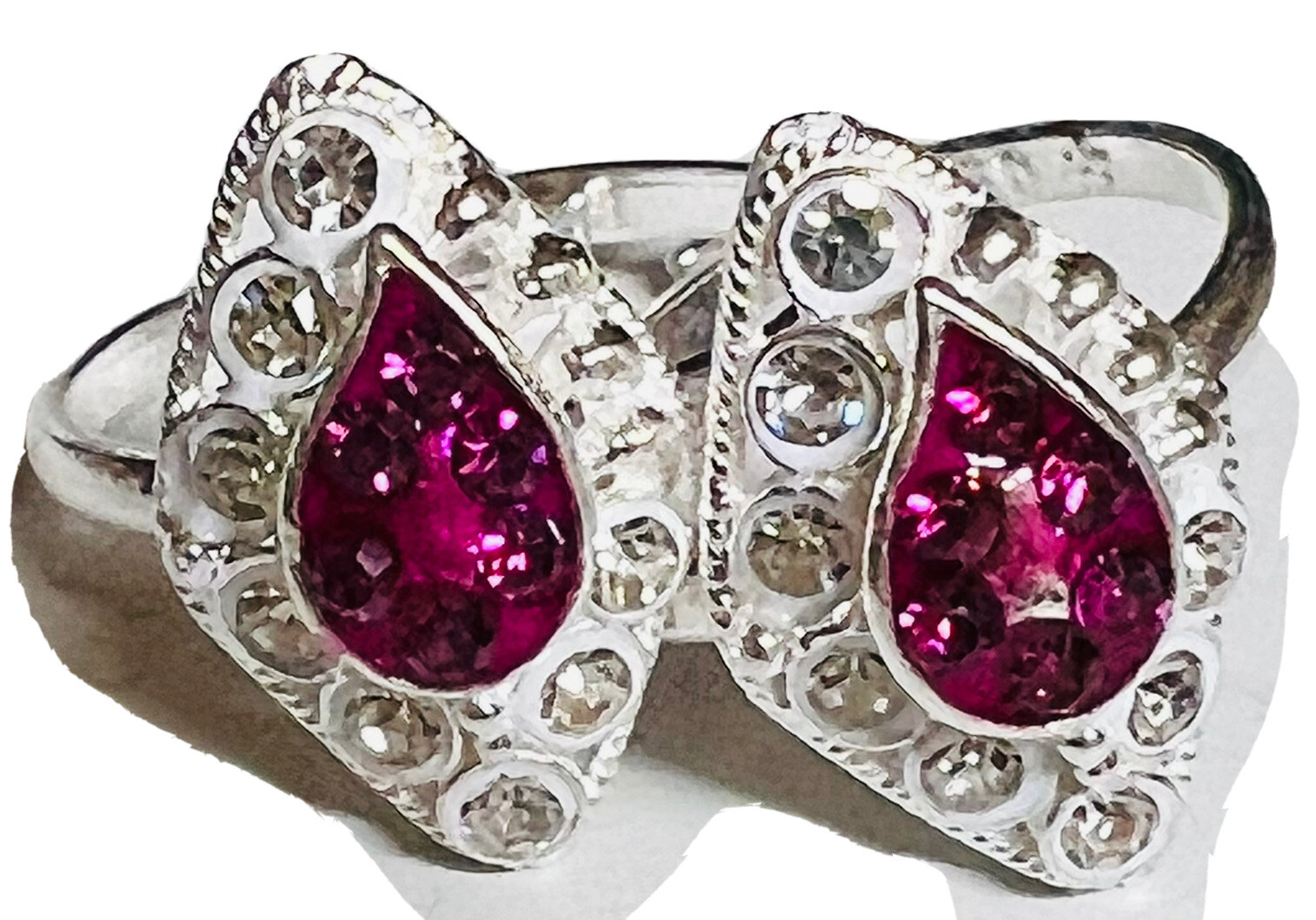 Rani OVAL CRYSTAL 925 Sterling Silver Toe Ring Pair India Bichiya ADJUSTABLE