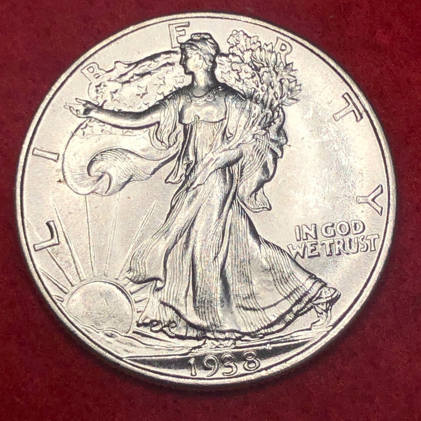 1938 Walking Half Dollar Choice BU Uncirculated Blazer Blast White #743