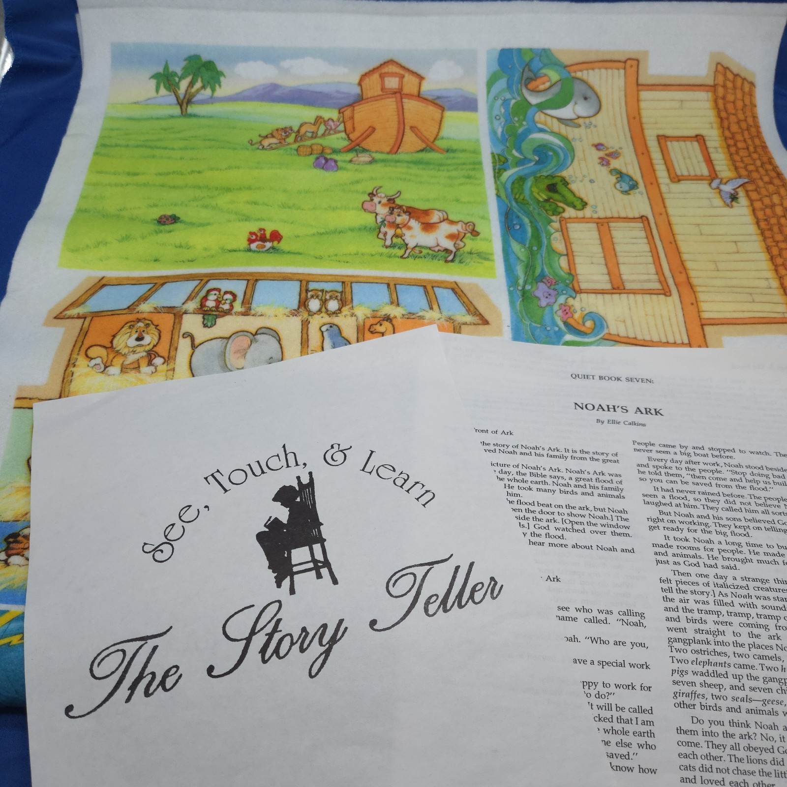Vintage Noahs Ark Flannelgraph Felt Panel Uncut Book Instructions 1980s Story