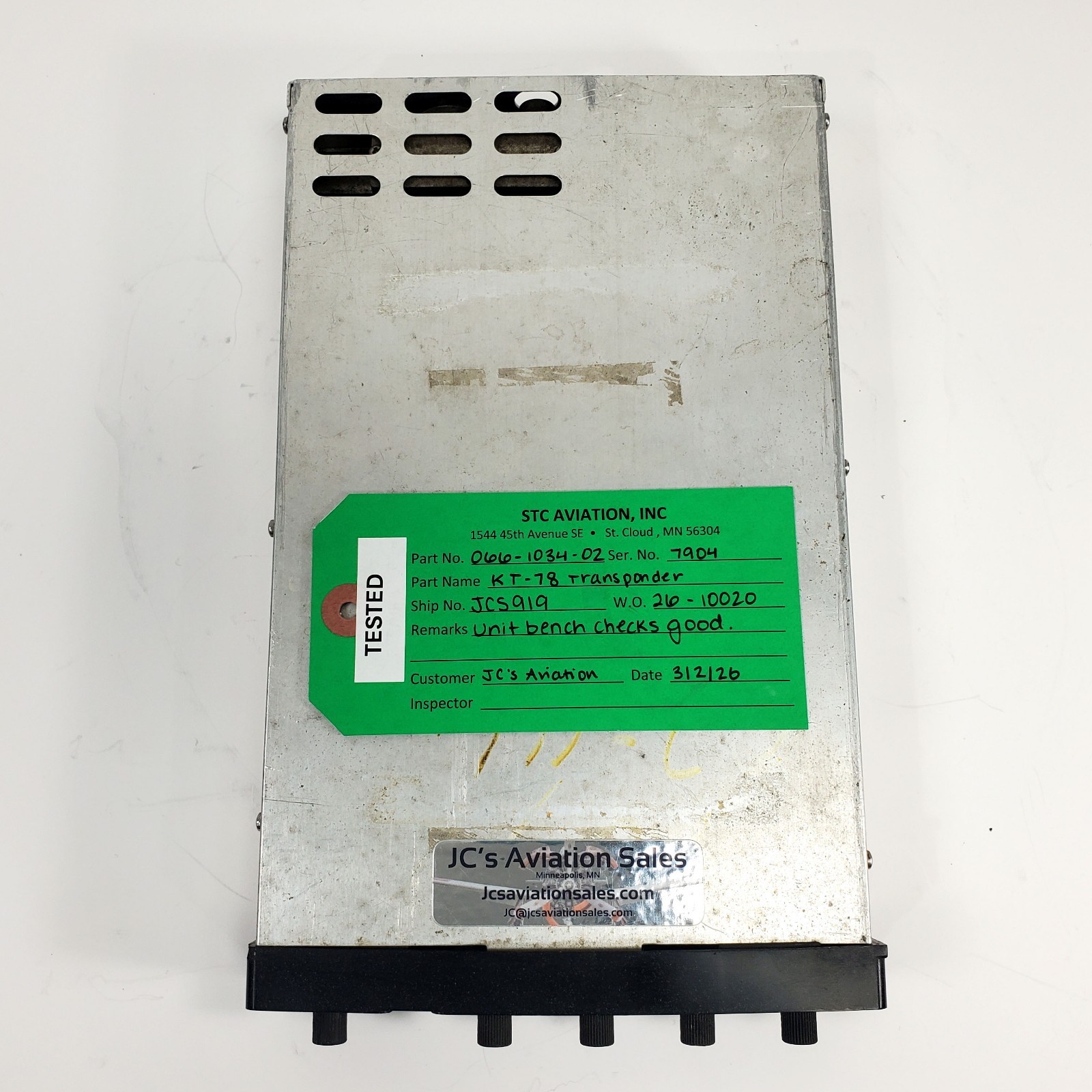 Bendix/King KT78 Transponder 14V 066-1034-02 - Tested Working