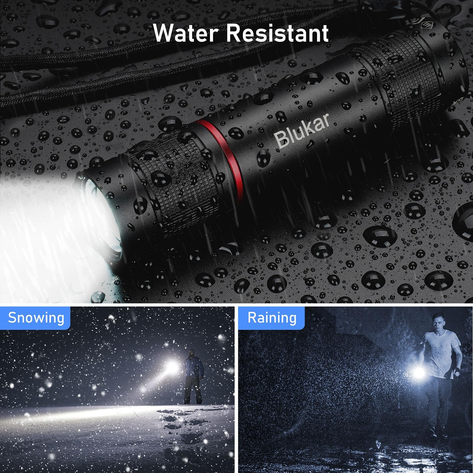 Blukar Rechargeable Flashlight, High Lumens Super 1 Pack, Black