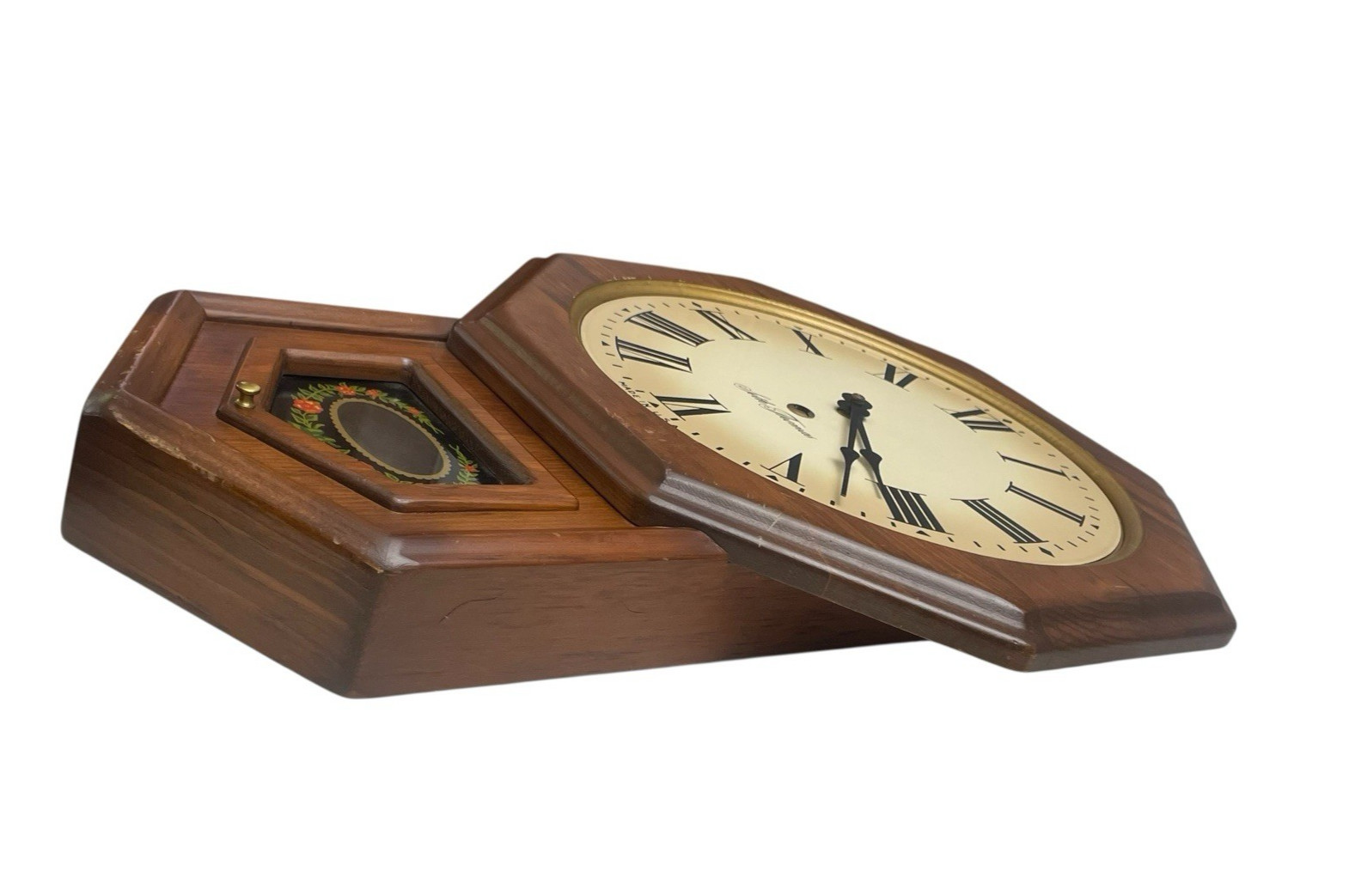 Seth Thomas Golden Rule Pendulum Wood Wall Clock E477-005 - Untested No key