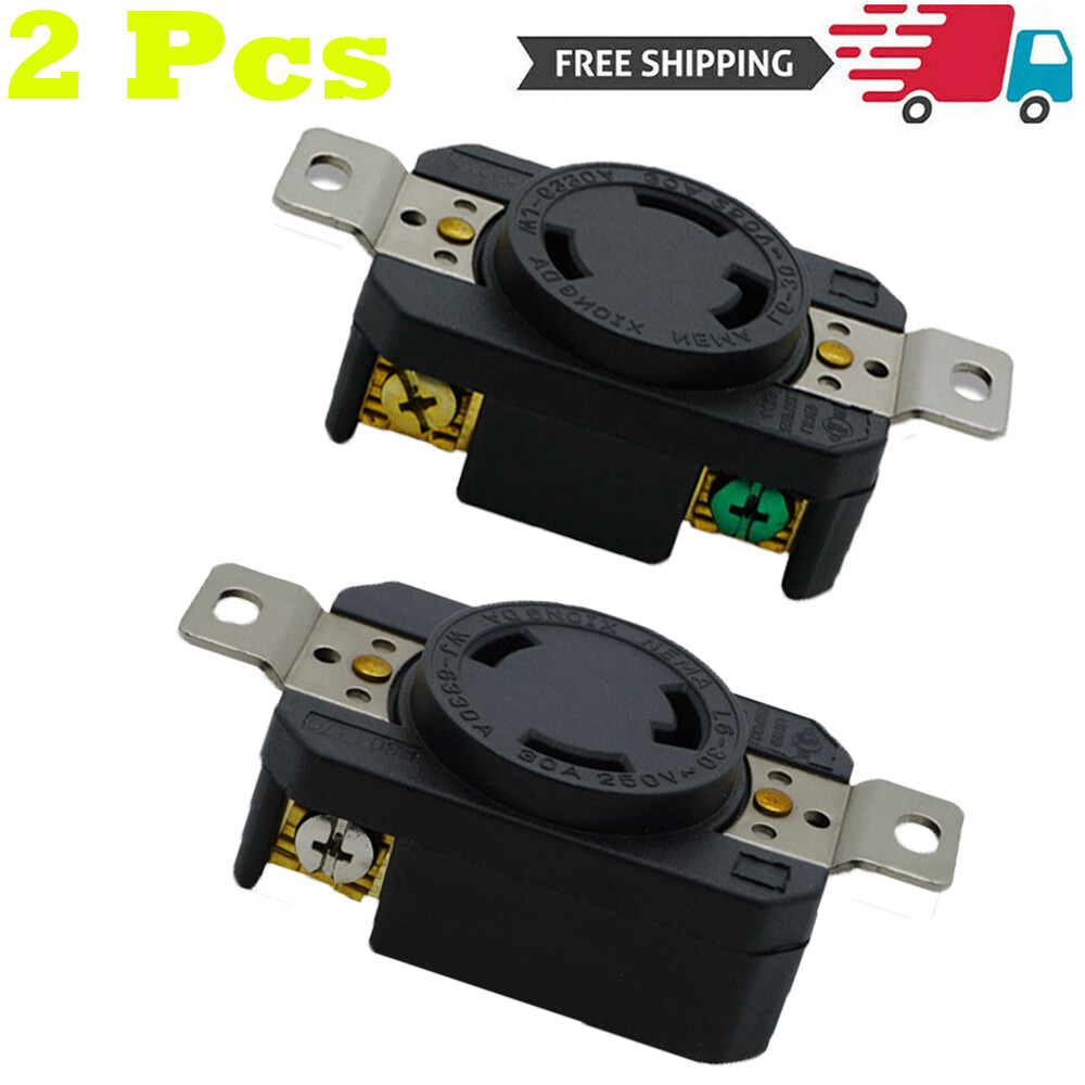 2 pcs L6-30R Twist Lock 30A 250V Receptacle 2-Pole 3-Wire Locking Connector