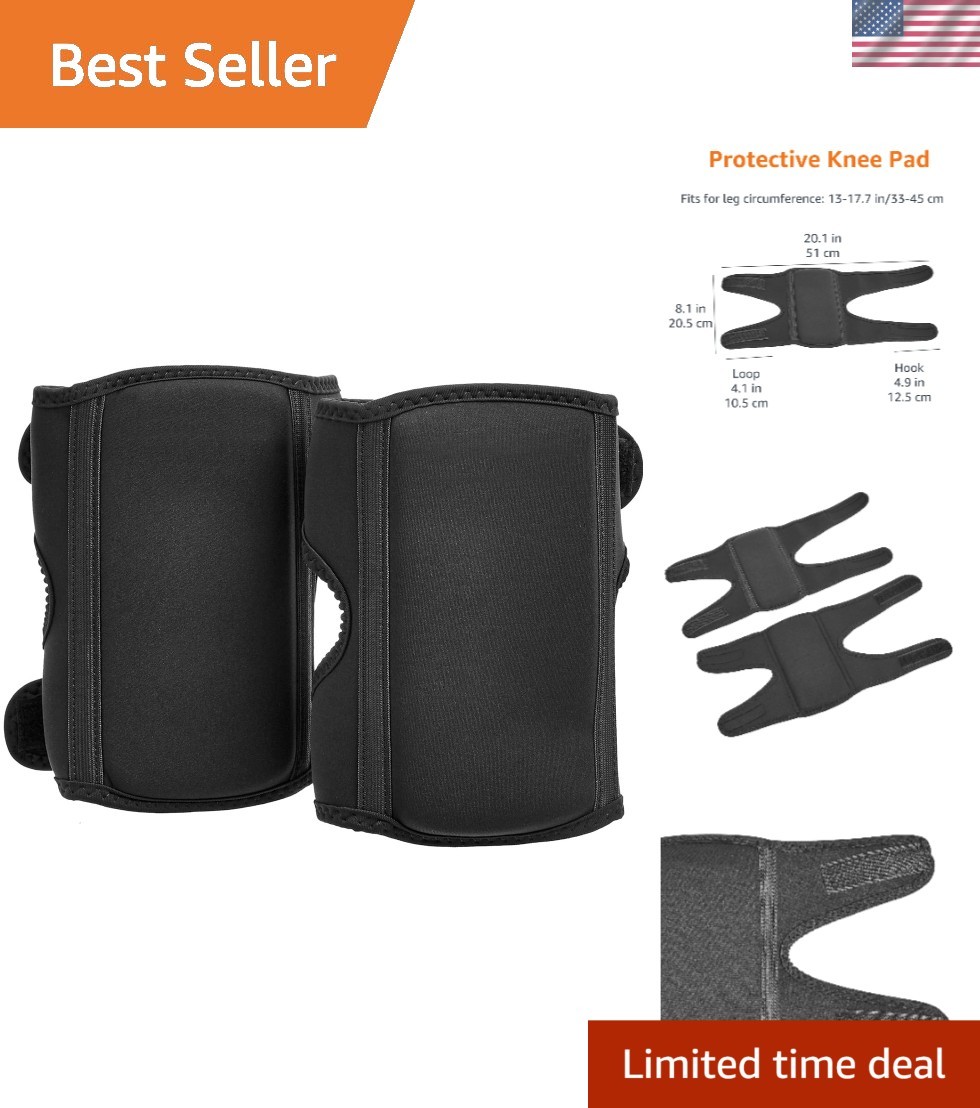 Heavy-Duty Waterproof Knee Pads, 8.5”, Adjustable Fit, 1 Pair - Black Comfort