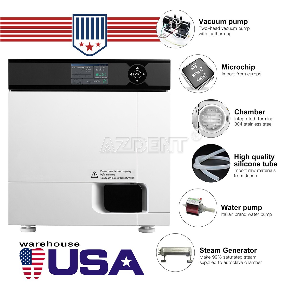 22L Class B Steam Sterilizer Dental Autoclave Pulsation vacuum With Printer