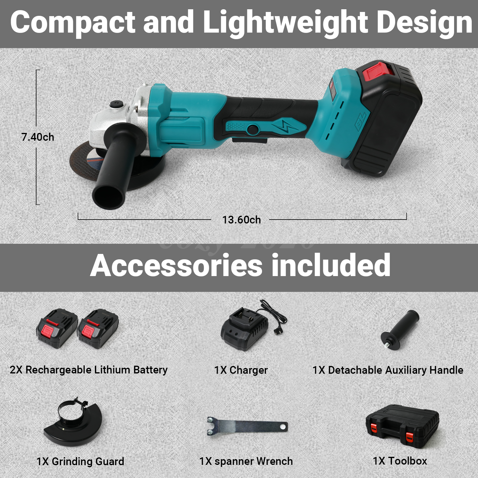 21V Cordless Angle Grinder Cutting Brushless Detail Sander W/ 2 Battery 9000 RPM