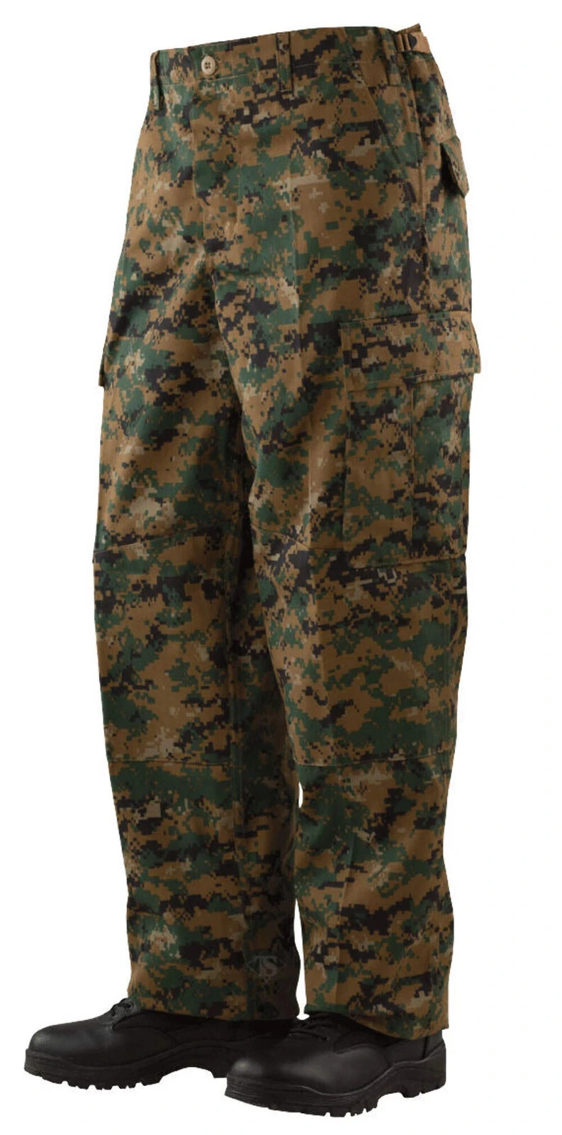 NEW MED L TRU-SPEC USMC STYLE DIGITAL WOODLAND CARGO PANTS W/ CELL PHONE POCKETS