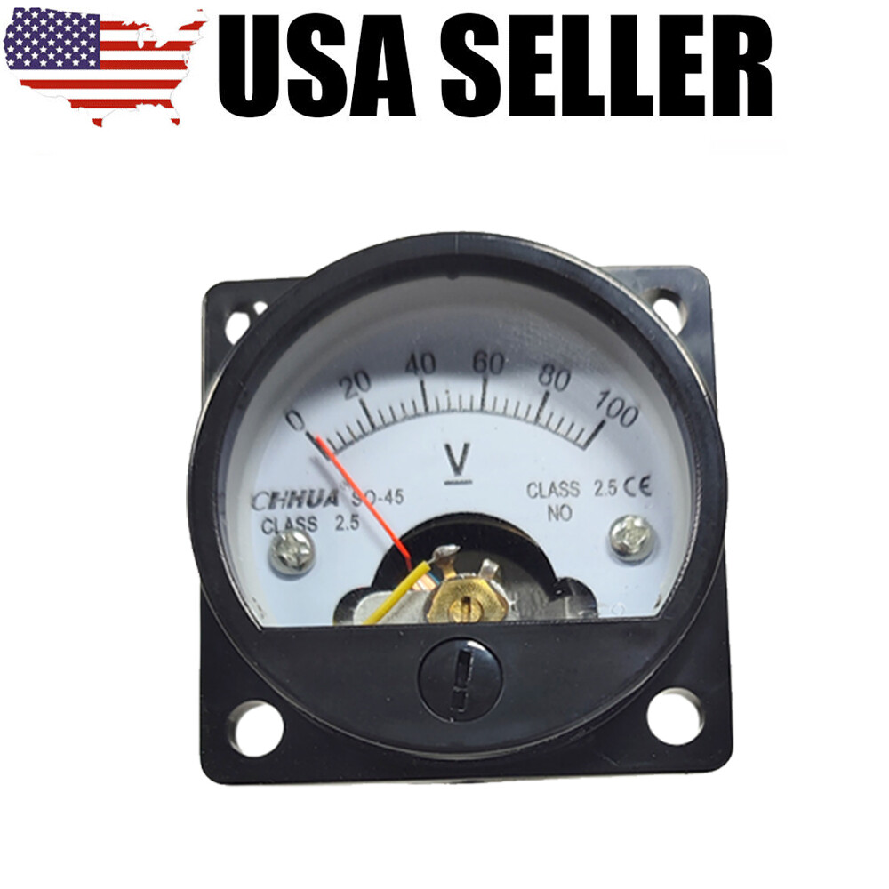 DC 0-100V Analog Voltmeter Analogue Voltage Panel Meter SO45 Directly Connect F