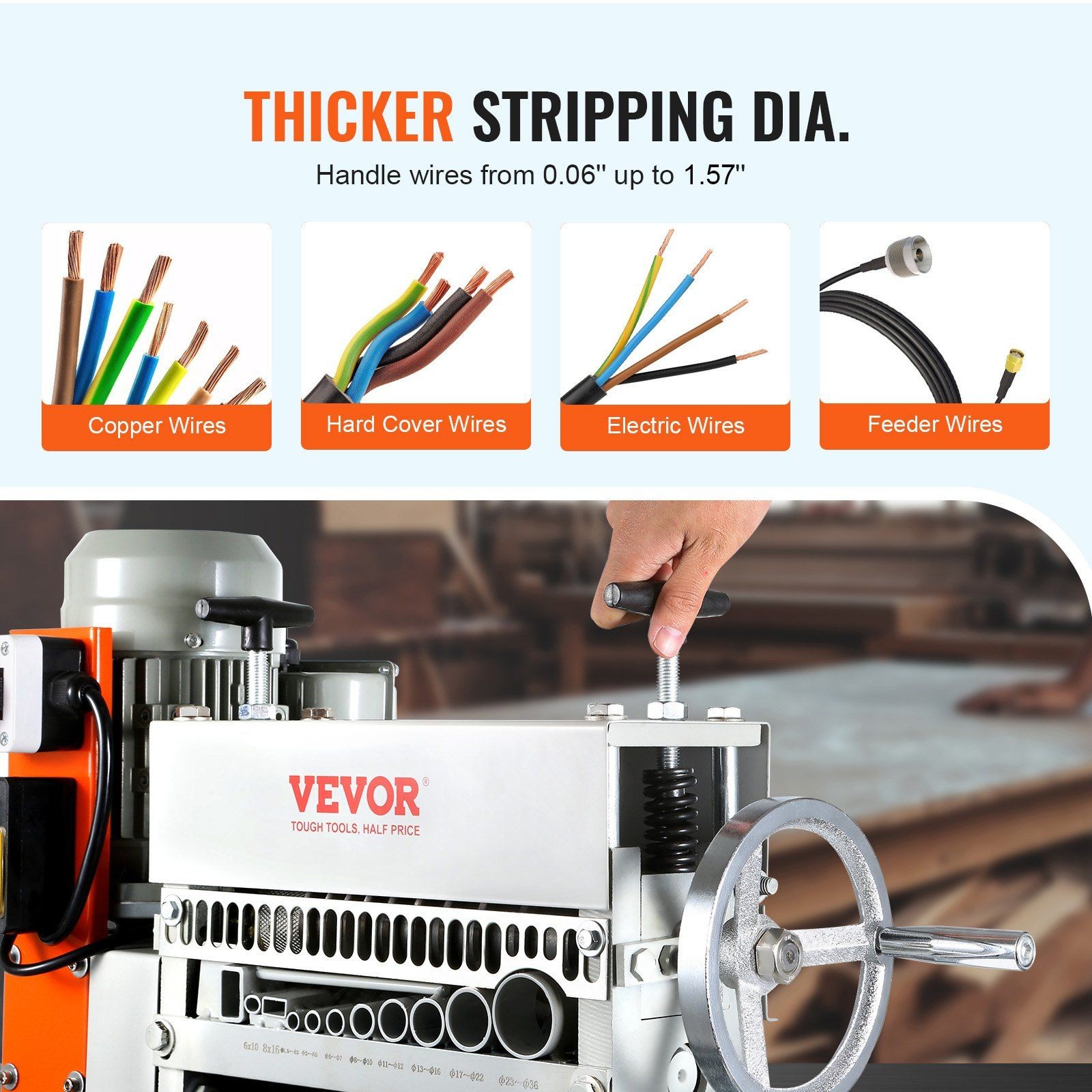Electric Cable Stripping Tool, 0.06''-1.57'' Motorized Wire Stripper, 370