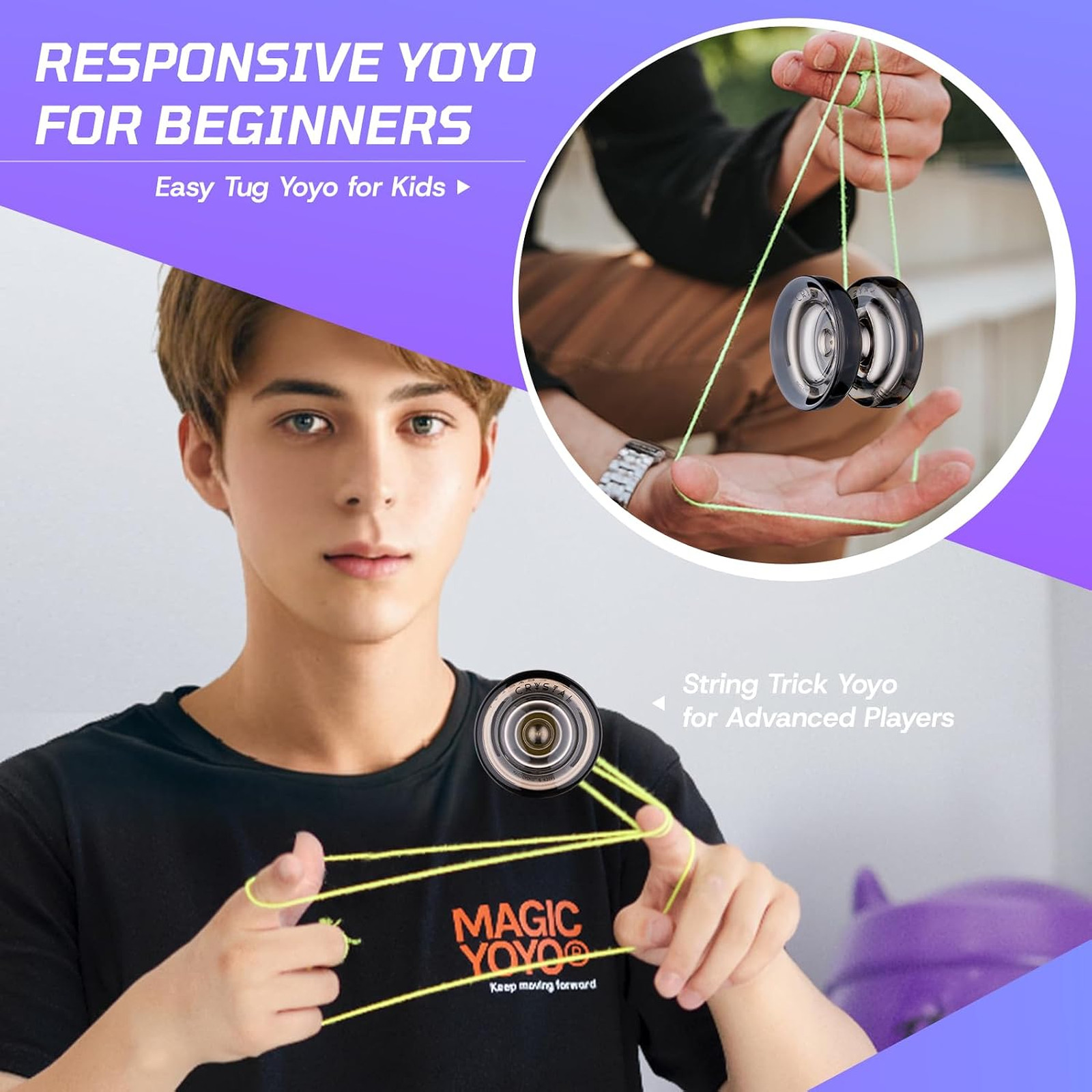 Yo-Yo Plastic K2 Crystal Black Responsive Unresponsive Beginner Trick Display