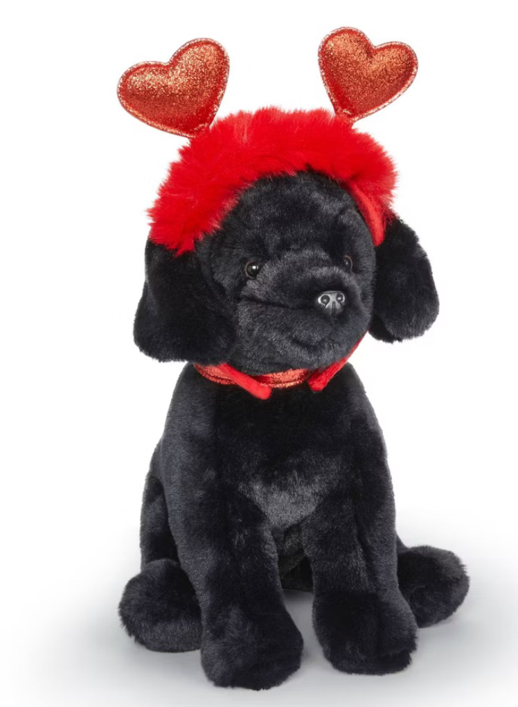 FAO Schwarz 12" Sparklers Wear and Share Black Labrador with Removable Heart Bop