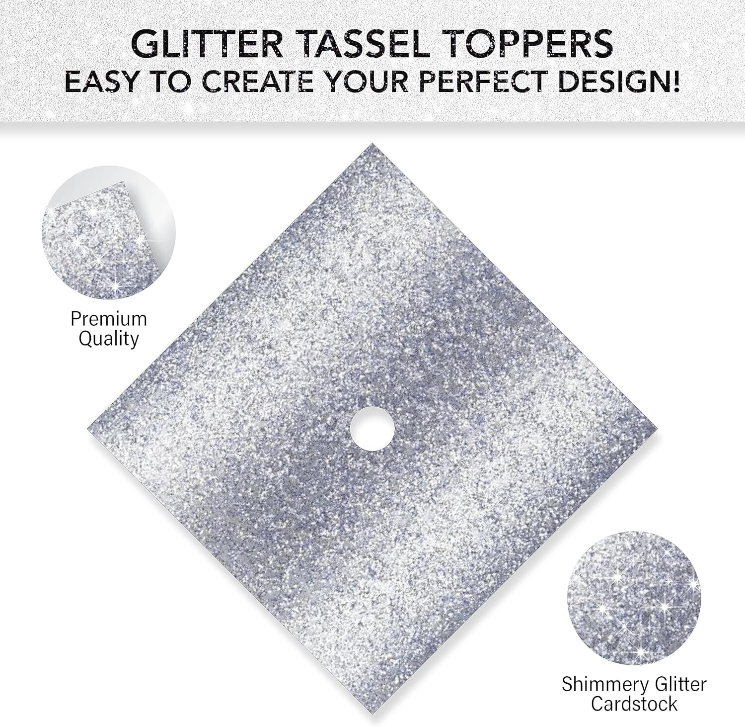 Glitter Heavyweight Premium Construction Paper for Grad Caps 4 Sheets DIY Gra...