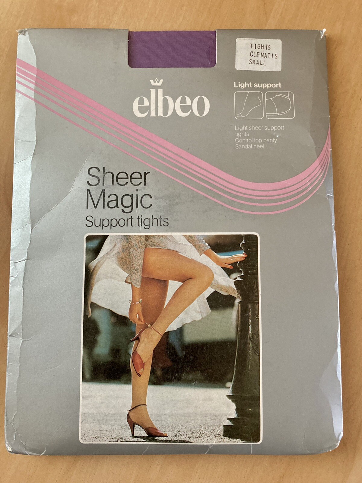 VINTAGE ELBEO LAVENDER/LILAC SHEER MAGIC LIGHT SUPPORT CONTROL TOP TIGHTS -SMALL