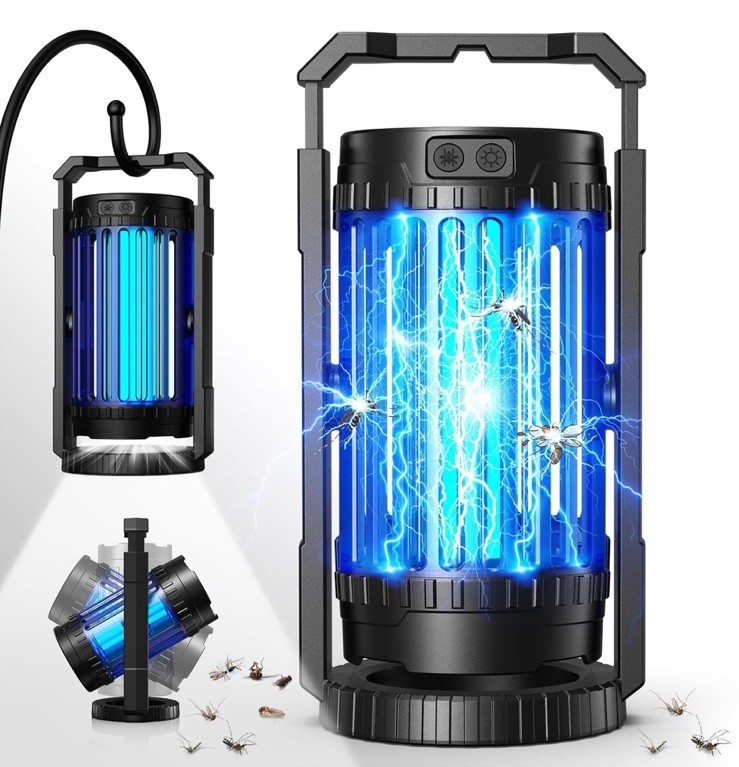 Bug Zapper for Indoor Outdoor, Rechargeable Mosquito Zapper with 3600V High