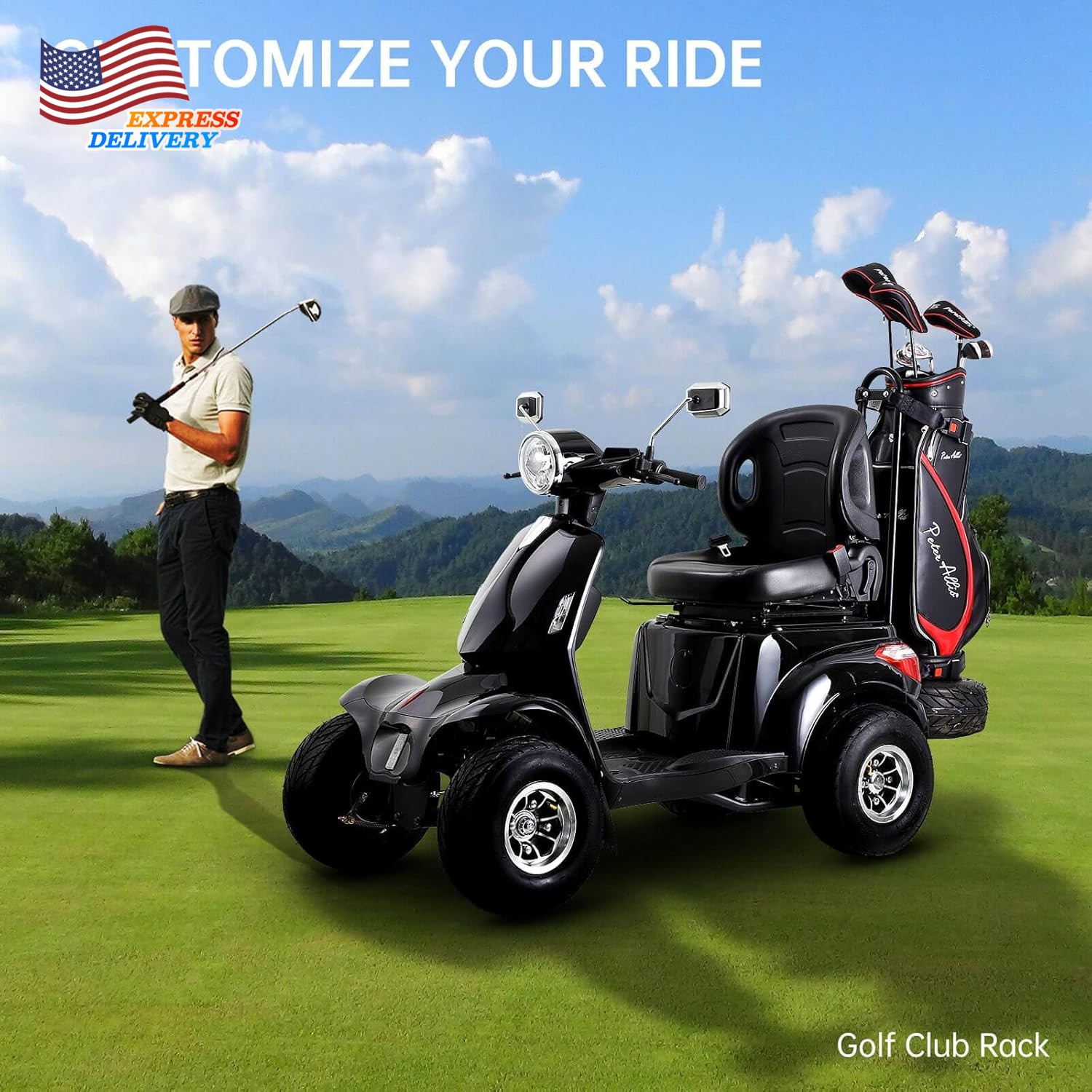 Electric Golf Mobility Scooter Four Wheel Travel 1000W 60V 20AH for Adult Senior