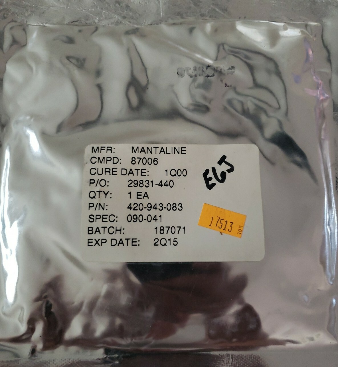 MANTALINE 420-943-083 87006 MIL-B-131H NEW! O-RINGS SEAL