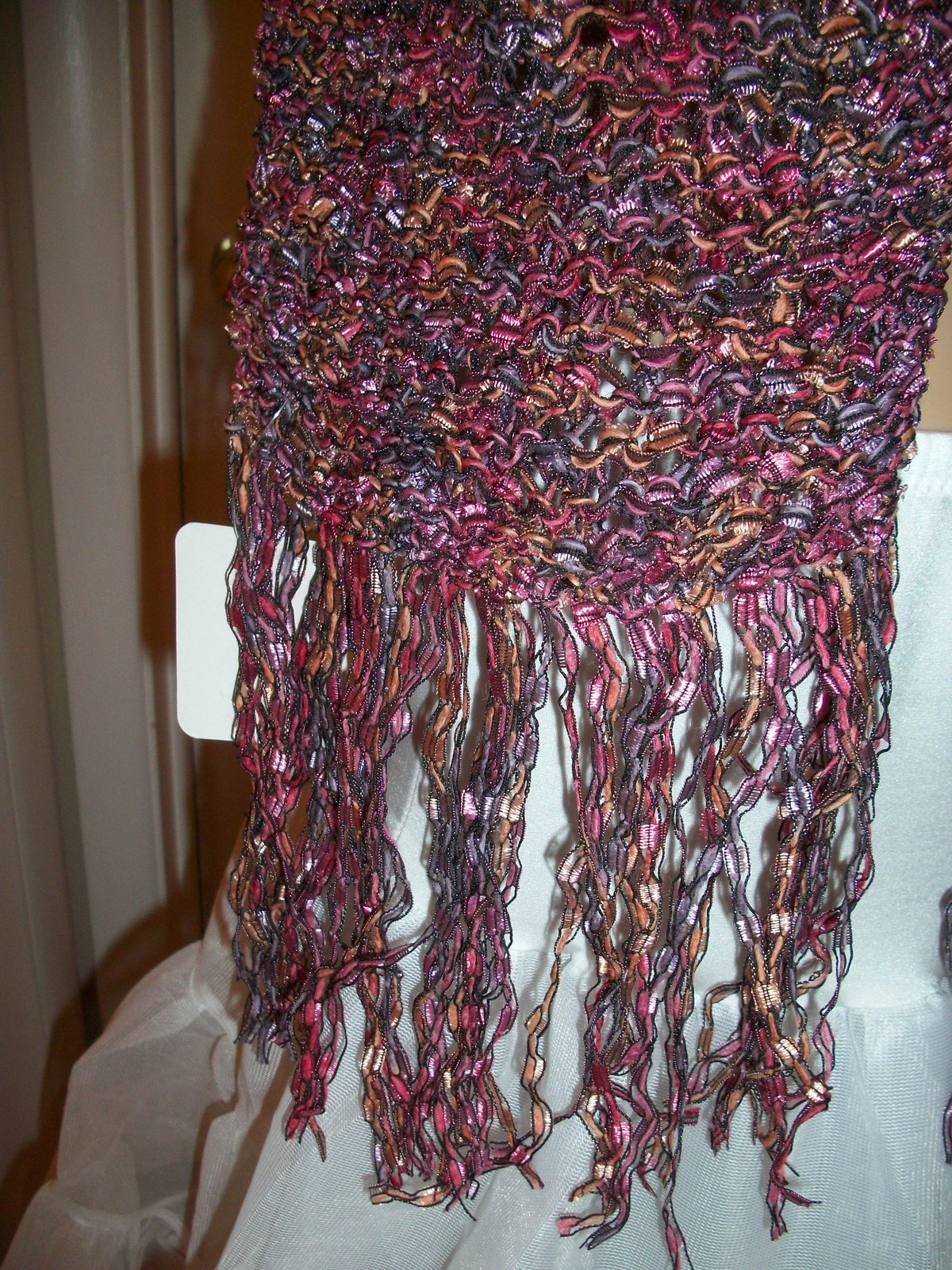 NEW - HAND KNIT CROCHET SHAWL WRAP SCARF BLACK / PINK SIZE 83" x 9" INCHES