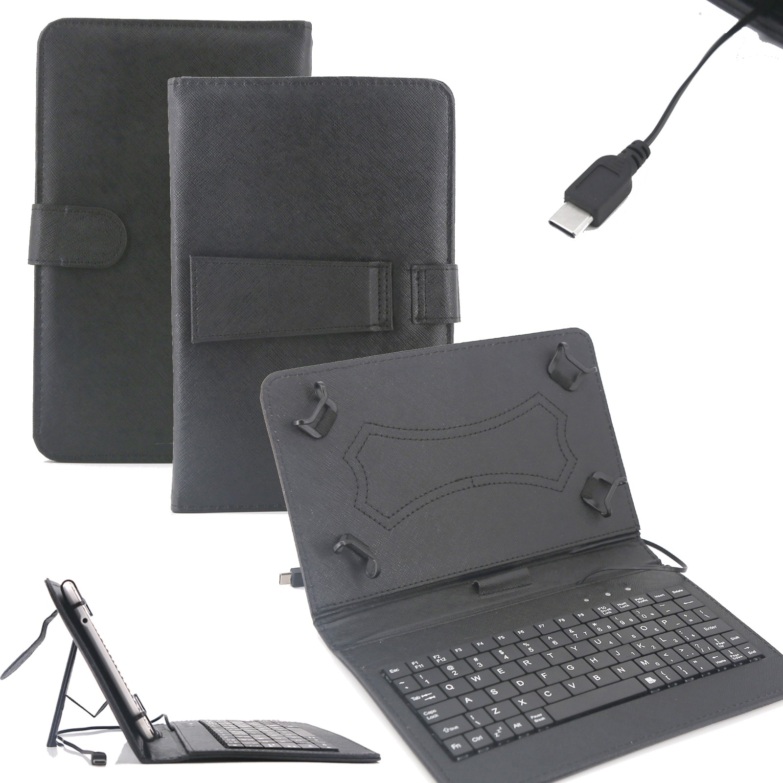 For TCL Tab 8 LE 2023 Tablet Leather Stand Case With Type C Wired Keyboard US
