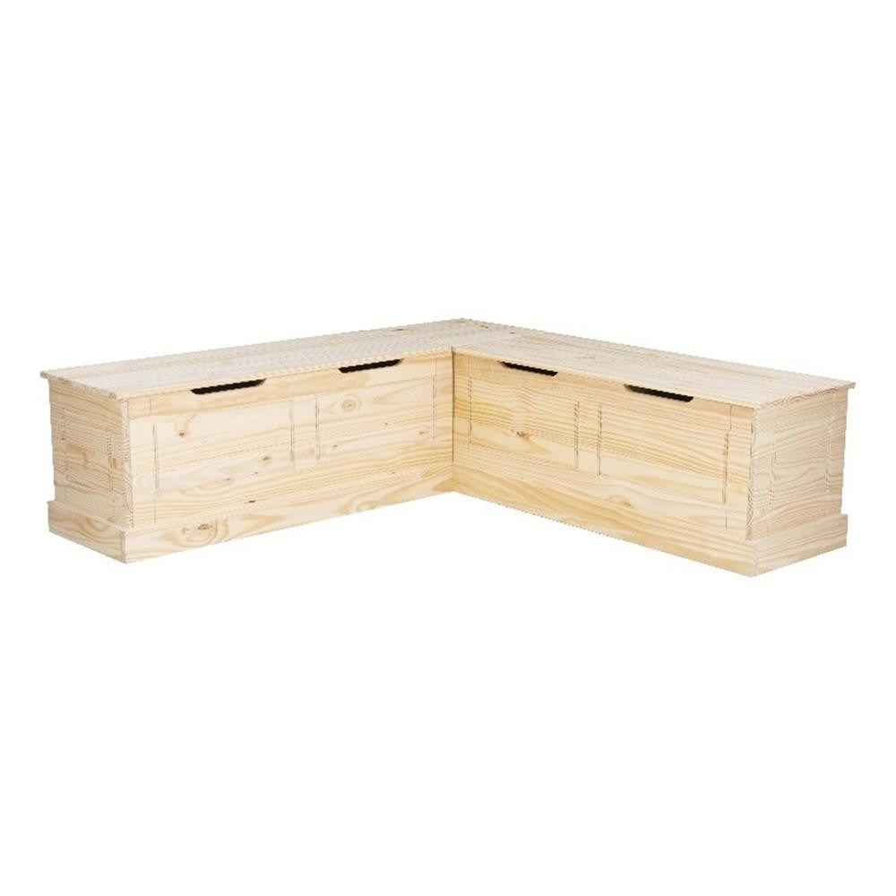 Bowery Hill Modern Wood Backless Corner Nook in Unfinished Pine