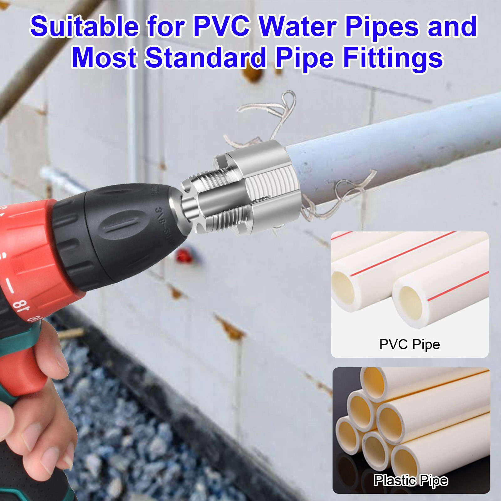 2Pcs 1/2'' 3/4'' Water Pipe Threading Tool Integrated Internal & External Pipe