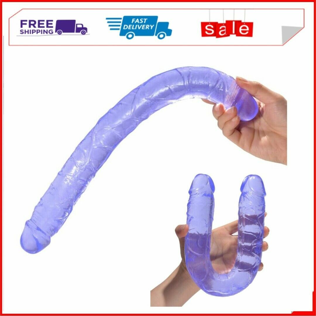 15.35 inch Double-Ended Flexible Realistic Jelly Dong for Women Lesbians Toys