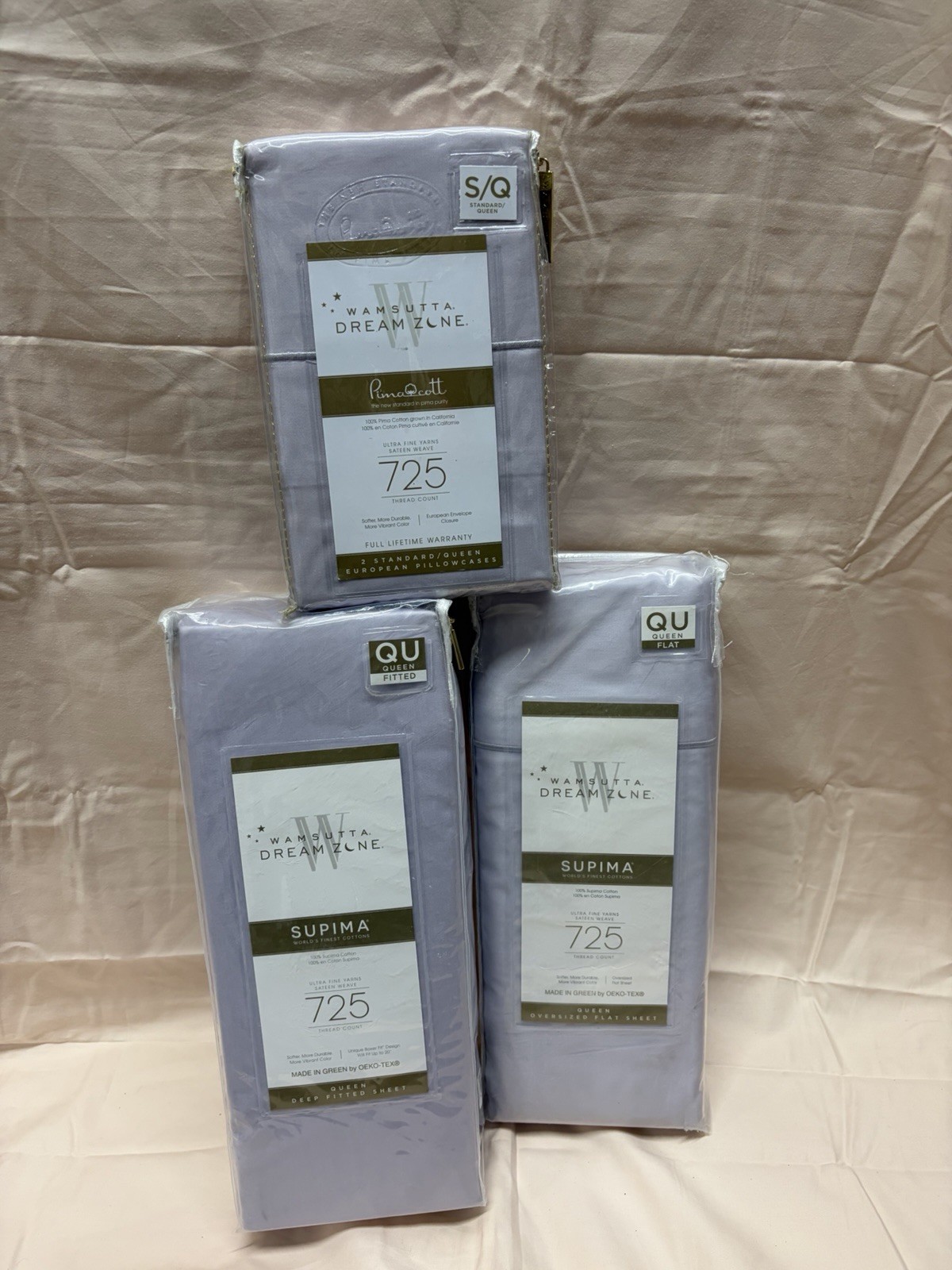 RARE BNWT WAMSUTTA DREAM ZONE 725 THREAD COUNT LAVENDER QUEEN SHEET SET