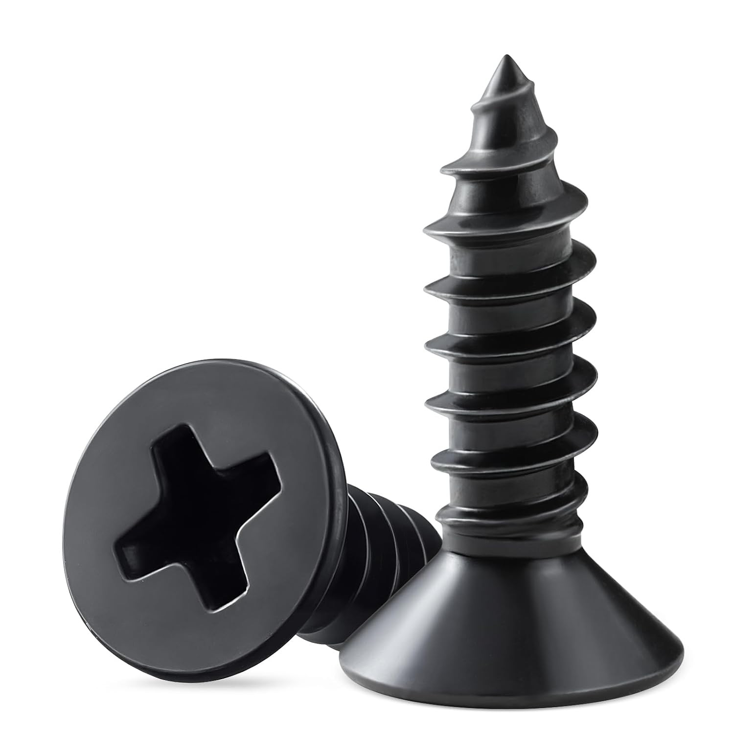 200PCS Wood Screws 1/2 Inch, #8 x 1/2" Black Screws, Black Dacromet Flat Head Ph